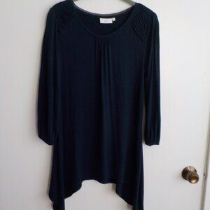 CC Brand Tunic Top Navy Blue Long Sleeve Size Small (207)